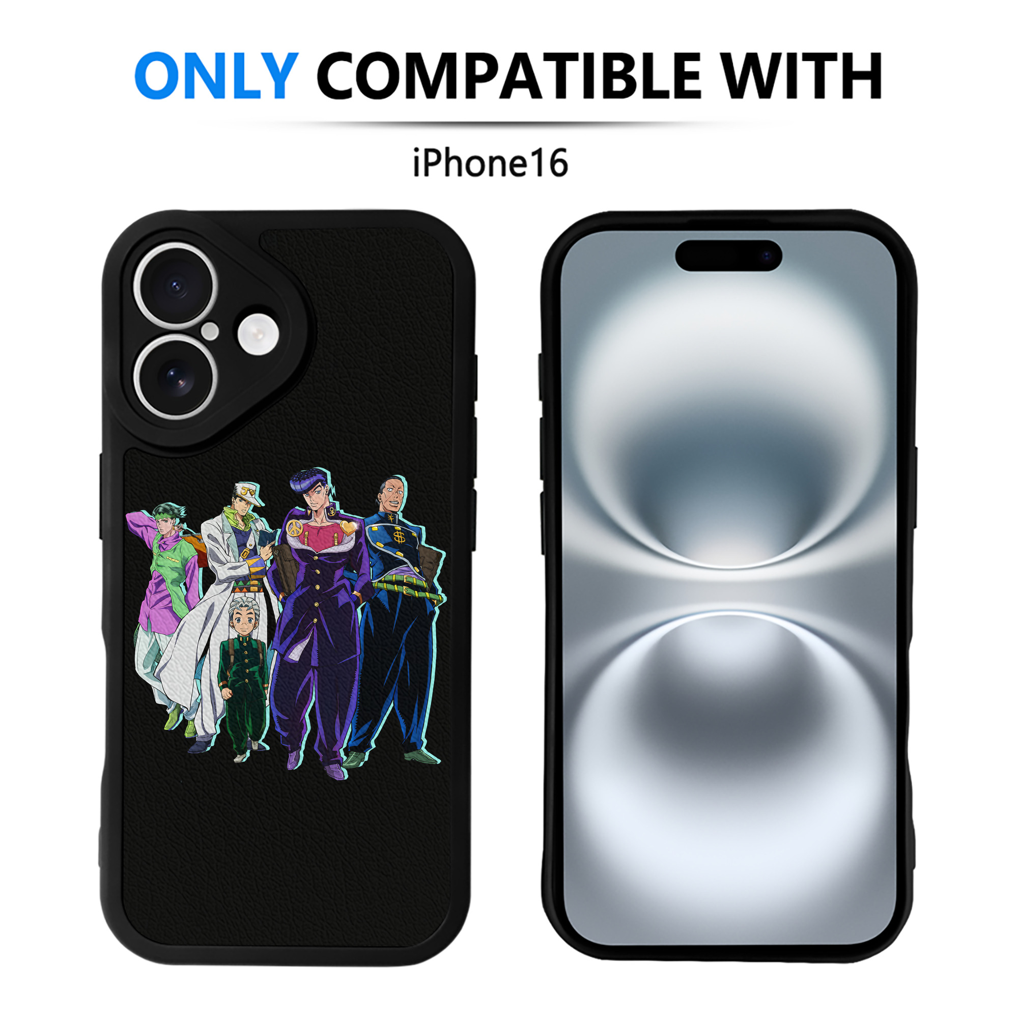 （画像用） ジョジョの奇妙な冒険 JoJo's Bizarre Adventure 【iPhone 16シリーズ対応】シリコンスマホケース（レザー調） 材質：シリコン